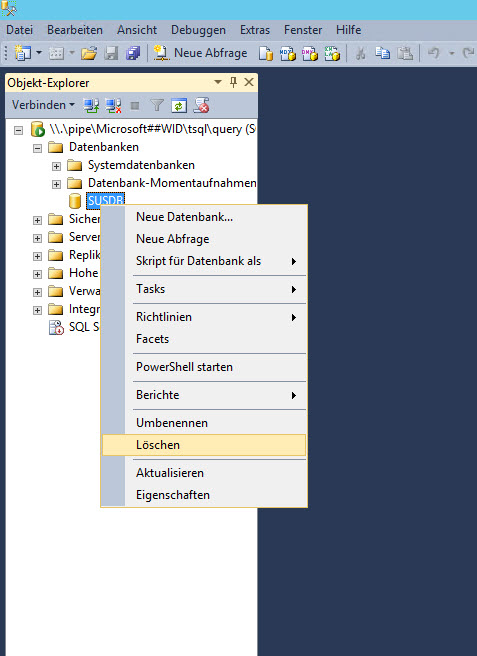 WSUS Datenbank auf Windows 2012 R2 neu erzeugen